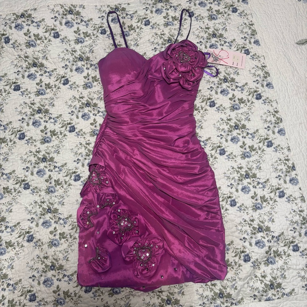 DEADSTOCK "Poly" NWT Pink Floral
Beaded Dress